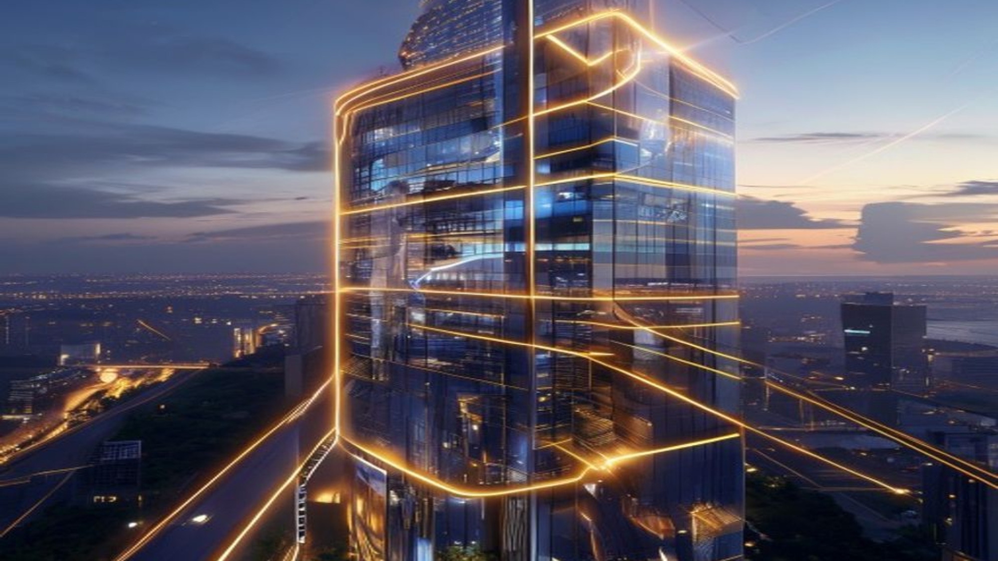 {"prompt":"A high-tech, cinematic architectural visualization of a modern sustainable skyscraper at dusk. Glowing, streamlined lines of golden and blue light represent direct current (DC) energy flowing seamlessly from rooftop solar panels and underground battery storage units directly into the building's interior components like LED lights and computer systems. The aesthetic is clean, futuristic, and professional, emphasizing energy flow and efficiency. 8k resolution, photorealistic, architectural concept art.","originalPrompt":"A high-tech, cinematic architectural visualization of a modern sustainable skyscraper at dusk. Glowing, streamlined lines of golden and blue light represent direct current (DC) energy flowing seamlessly from rooftop solar panels and underground battery storage units directly into the building's interior components like LED lights and computer systems. The aesthetic is clean, futuristic, and professional, emphasizing energy flow and efficiency. 8k resolution, photorealistic, architectural concept art.","width":512,"height":512,"seed":42,"model":"sana","enhance":true,"nologo":true,"negative_prompt":"undefined","nofeed":false,"safe":false,"quality":"medium","image":[],"transparent":false,"has_nsfw_concept":false,"concept":[],"trackingData":{"actualModel":"sana","usage":{"completionImageTokens":1,"totalTokenCount":1}}}