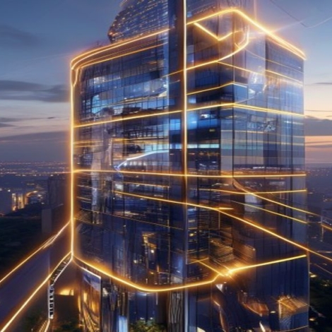 {"prompt":"A high-tech, cinematic architectural visualization of a modern sustainable skyscraper at dusk. Glowing, streamlined lines of golden and blue light represent direct current (DC) energy flowing seamlessly from rooftop solar panels and underground battery storage units directly into the building's interior components like LED lights and computer systems. The aesthetic is clean, futuristic, and professional, emphasizing energy flow and efficiency. 8k resolution, photorealistic, architectural concept art.","originalPrompt":"A high-tech, cinematic architectural visualization of a modern sustainable skyscraper at dusk. Glowing, streamlined lines of golden and blue light represent direct current (DC) energy flowing seamlessly from rooftop solar panels and underground battery storage units directly into the building's interior components like LED lights and computer systems. The aesthetic is clean, futuristic, and professional, emphasizing energy flow and efficiency. 8k resolution, photorealistic, architectural concept art.","width":512,"height":512,"seed":42,"model":"sana","enhance":true,"nologo":true,"negative_prompt":"undefined","nofeed":false,"safe":false,"quality":"medium","image":[],"transparent":false,"has_nsfw_concept":false,"concept":[],"trackingData":{"actualModel":"sana","usage":{"completionImageTokens":1,"totalTokenCount":1}}}